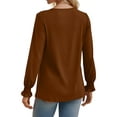 thumbnail image 5 of Weardear Women Business Casual Tunic Tops Puff Long Sleeve Pleated Blouses Crew Neck Fall Shirt, 5 of 5