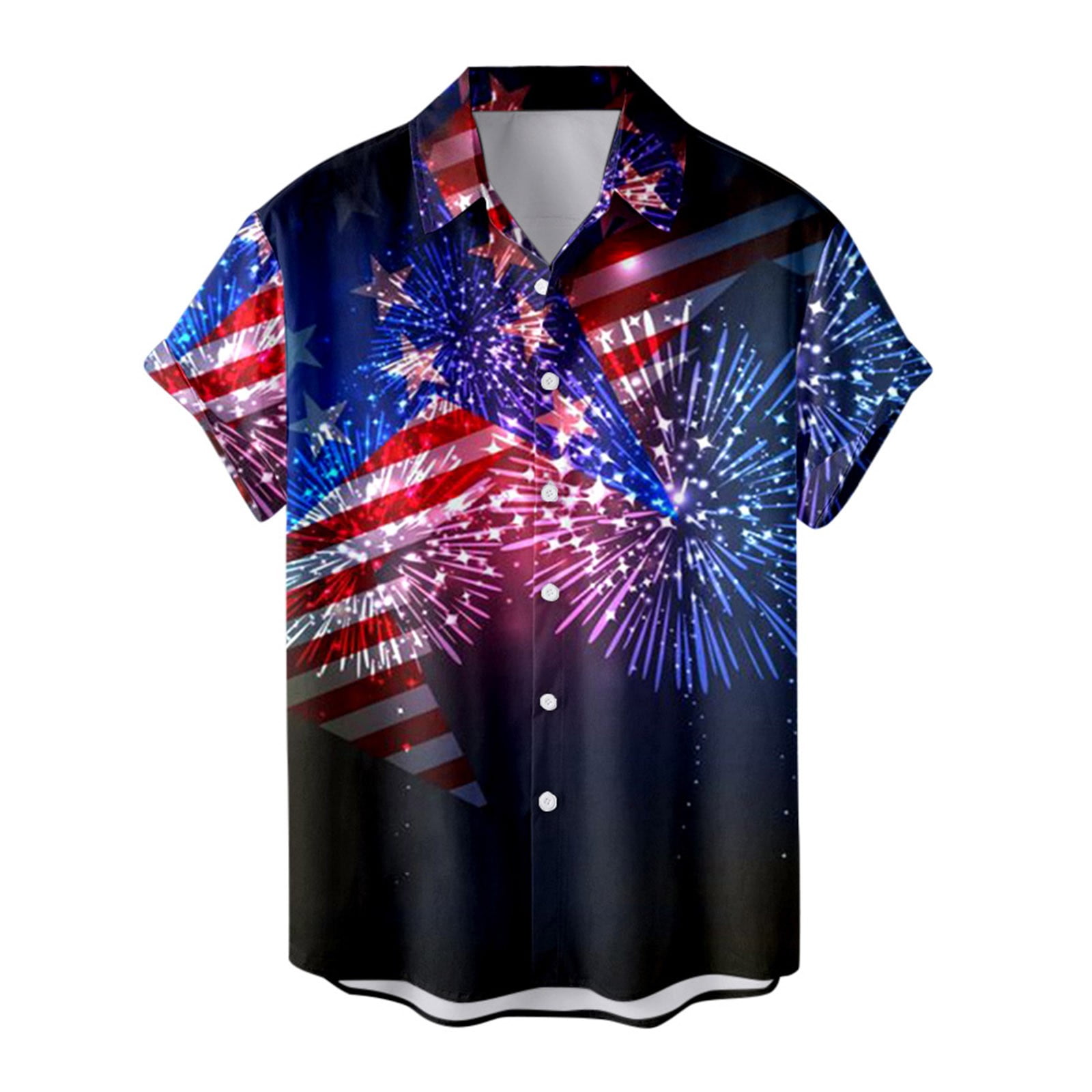 KaLI_store Going Out Tops 4Th of July Button Down Shirts for Men Short