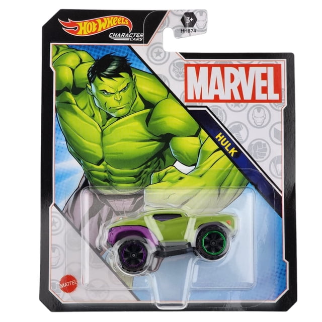 Vehículo de juguete Hot Wheels Character Cars Marvel Hulk Kids 3+