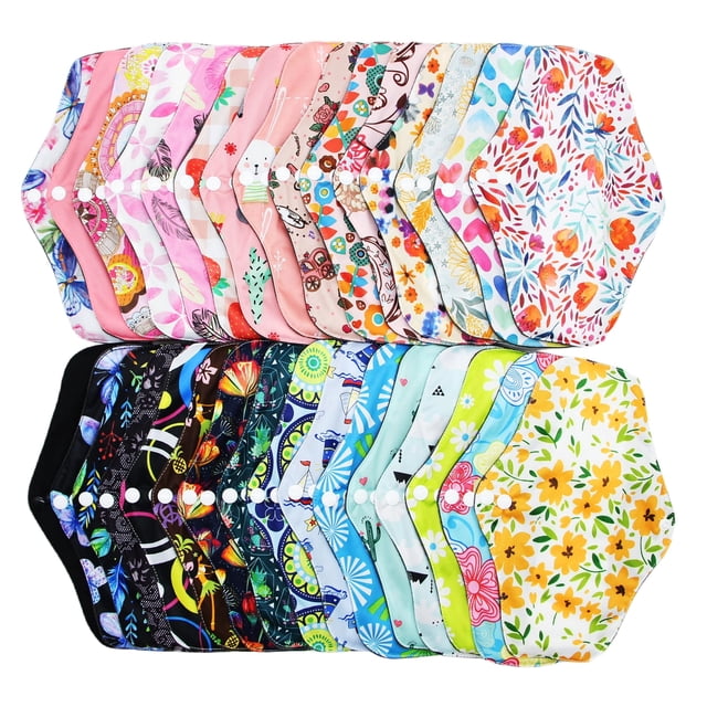 Almohadillas sanitarias reutilizables Asenappy Random Prints, tamaño mediano