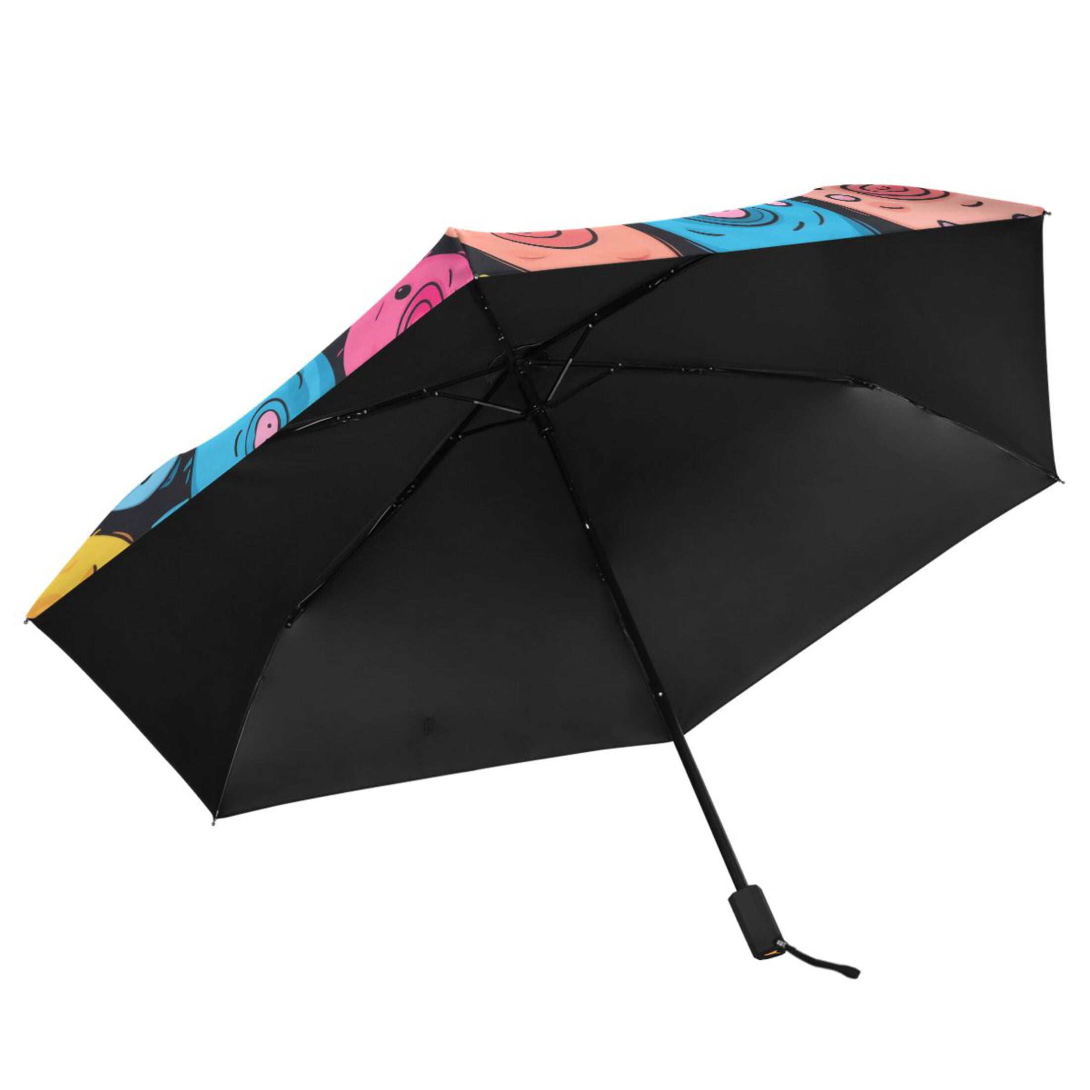 Colorful Pig Face Compact Sun Umbrella Windproof Travel Umbrellas for Rain Strong Portable UV Protection
