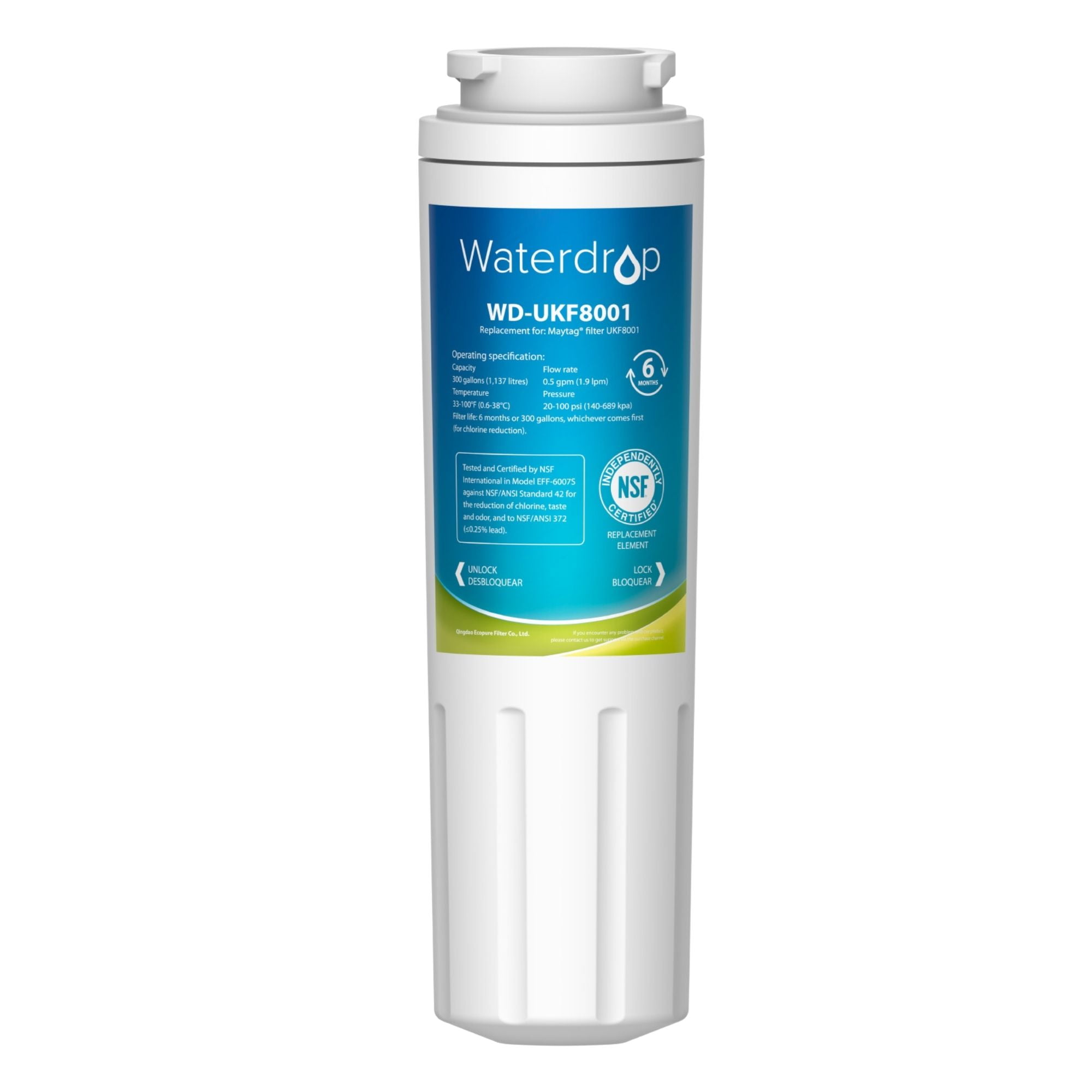 Waterdrop UKF8001 Refrigerator Water Filter, NSF53 Certified