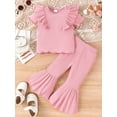 thumbnail image 4 of Honganda Girls Summer 2PCS Pants Sets Short Sleeve Ruffle Tops Flared Pants Sets, 4 of 9