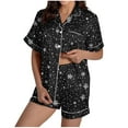 thumbnail image 6 of Lorytime Pjs Sets for Women Christmas Snowflakes Short Sleeved Collared Button Down Shirt Sleep Shorts Cozy Sleepwear, 6 of 9
