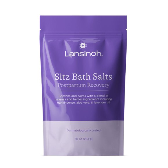Lansinoh Sitz Bath Salts, Epsom Salt Bath Soak, 10 oz, a Postpartum Essentials for Self Care, Soothing Lavender Oil, Frankincense and Aloe Vera
