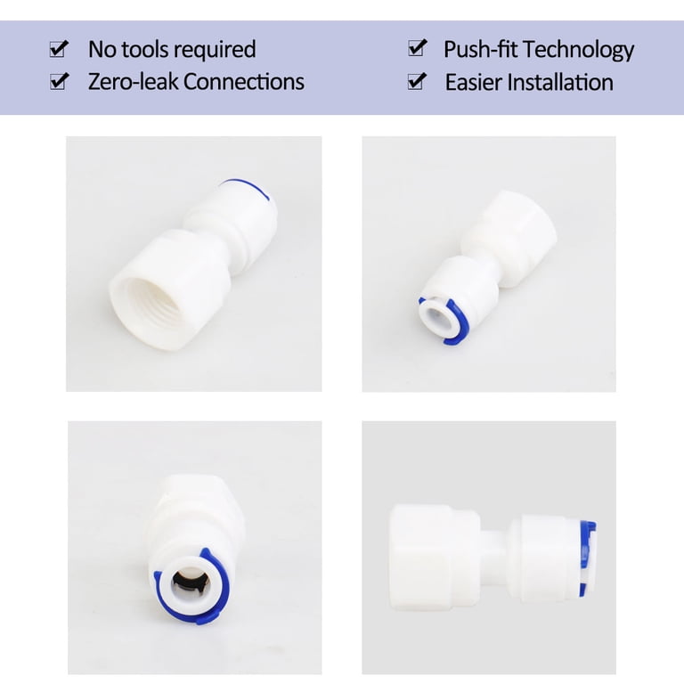 Raccord Rapide 1/4 OD Pour Système D'osmose Inverse (RO) - Push-in Blanc - Neuf