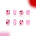 thumbnail image 3 of Short Glossy French Bowknot Strawberry Wearable Nails Set - 24 Stylish Press-On for Manicure, 3 of 5