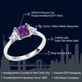 thumbnail image 2 of Gem Stone King 10K White Gold Purple Amethyst and White Moissanite 3 Stone Engagement Ring for Women (0.97 Cttw, February Birthstone, Princess 5MM, Trillion 3.5MM, Size 6), 2 of 6