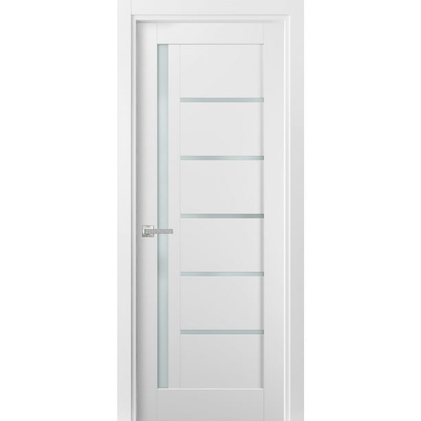 Pantry Kitchen Lite Door 24 x 80 with Hardware Quadro 4088 White Silk with Frosted Opaque