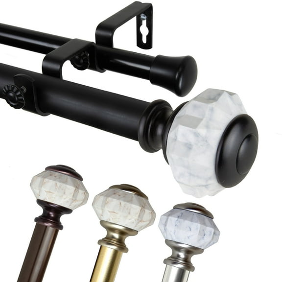 1 inch Aria Double Curtain Rod 160-240" - Satin Nickel