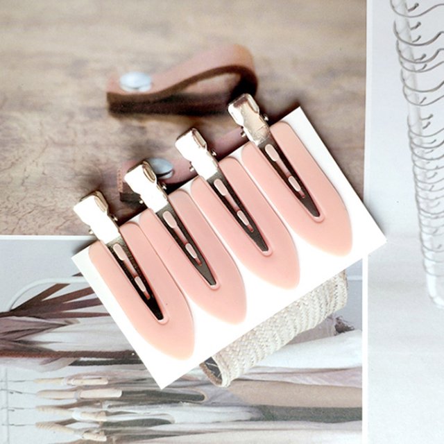 Broches para Cabello Sin Marcas, Colores Dulces, Clip Lateral para Fleco, Pinza de Pico, Rosa – Paquete de 4