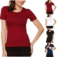 thumbnail image 1 of Hot6sl Économies d'Été Liquidation Blouses & Chemises à Manches Courtes Col Rond, Mode Blouse d'Été pour Femmes Enceintes Col Rond Aguichant Décontracté Bouton Régulier, Blouse/vin, m, 1 of 5