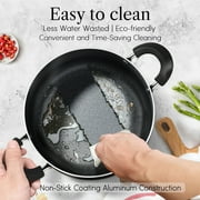 Cook N Home Basics Non-Stick Cooking Set includes Saucepans with Lids, Casserole with Lid, Frying Pans, Not Induction Compatible, 15-Piece, Black