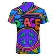 thumbnail image 5 of Peace And Love Flowers And Stars Hippie Design Men Zipper T-shirt Summer Casual Short Sleeve T-shirt Top, 5 of 7