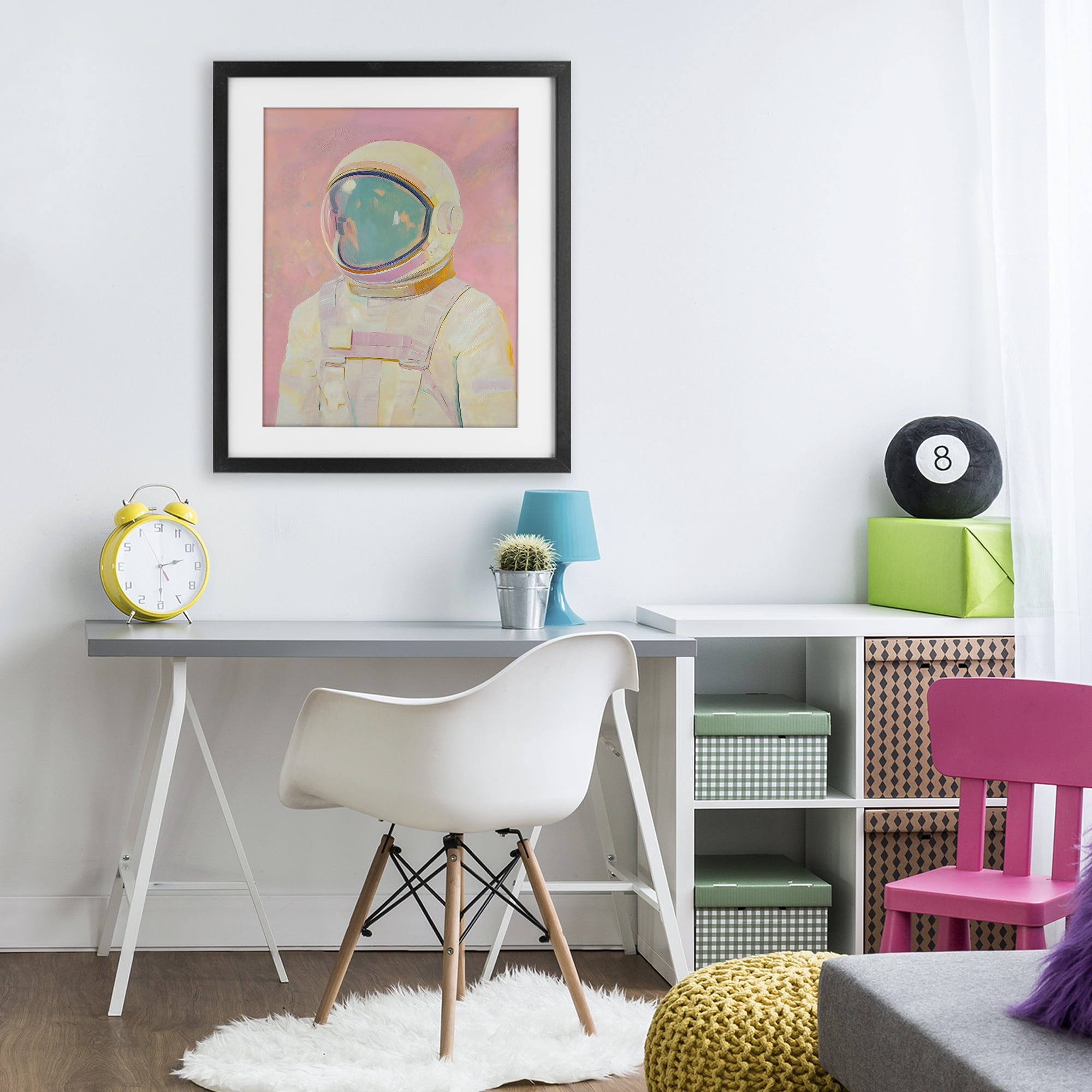 Stupell Industries Astronaut Portrait in Pink Dream Black Framed Print Under Glass, design by The Prints Vibe