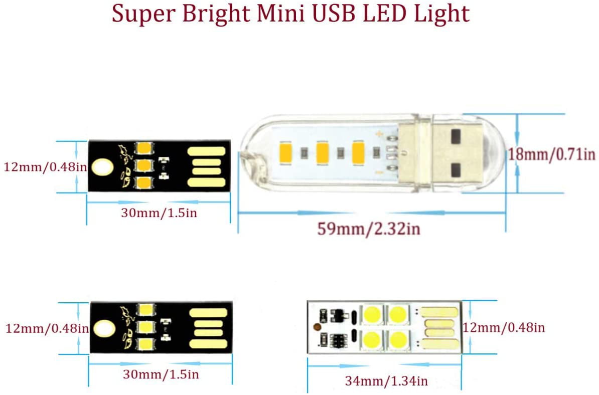 Warm Light SurArt Portable Mini USB Led Light Poratble Reading Lamp Table Light Student Dormroom Library Study Light