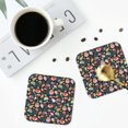thumbnail image 4 of Lsque Autumn Forest Pattern 4" Drink Coasters Set of 4, PVC Leather Absorbent Coasters, Table Coaster Set Decorative Coffee Cup Coasters Housewarming Gift -Square, 4 of 6