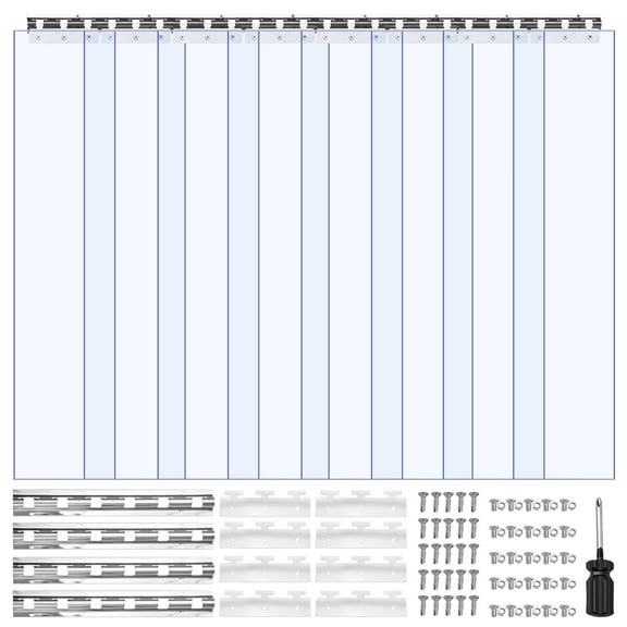 VEVOR Clear PVC Strip Curtain, 84 in Height x 48 in Width x 0.08 in Thickness, 8 PCS Walk in Freezer Cooler Curtain Strips, Smooth Waterproof Plastic Door Strips for Warehouse, Freezer, Garage Doors