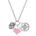 thumbnail image 1 of Delight Jewelry Silvertone Antiqued Woven Rope Spinner - Light Pink Heart Nurse Strong Zoe Necklace, 1 of 4