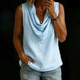 thumbnail image 2 of VNKIDY Womens Cowl Neck Sleeveless Solid Color Textured Tank Top Loose Curved Hem Breathable Summer Casual Daily Vest Tops For Ladies Classic Top L, 2 of 4