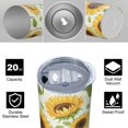 thumbnail image 4 of Sunflower 20oz Stainless Steel Skinny Tumbler – Vacuum Insulated Slim Travel Cup with Lid & Stainless Steel Straw, 360° Full Wrap Printed Tumbler for Home, Office & Outdoor Use, Spring, 4 of 6