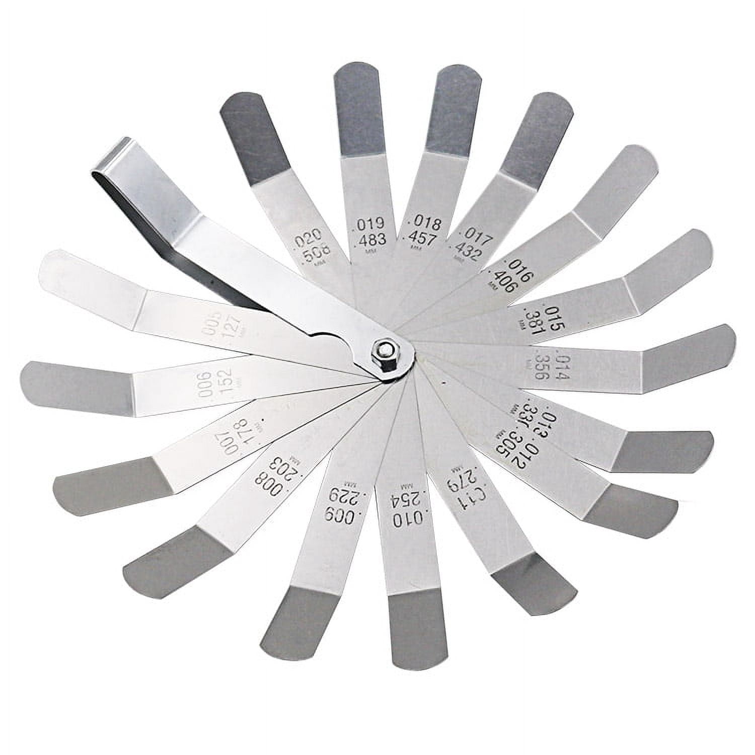 16 Blades Feeler Gauge Metric 0.127-0.508mm Stainless Steel Gap Filler Gauge Measurement Tool For Engine Valve Adjustment ,Easy to Use