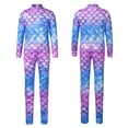 thumbnail image 4 of iiniim Kids Girls Stretchy Full Length Long Sleeve Unitard Bodysuit Leotard Fish Scale Mermaid Jumpsuit 5-12 Type H 7-8, 4 of 7