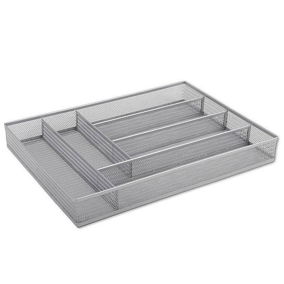 ORG Powder-Coated Large Mesh Cutlery Tray in Silver