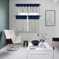 thumbnail image 5 of Navy Blue Grey Kitchen Curtains Valances and Tiers Set of 3 Herringbone Tier Curtains and Valance with Rod Pocket for Small Windows, 27.5"x24", 5 of 9