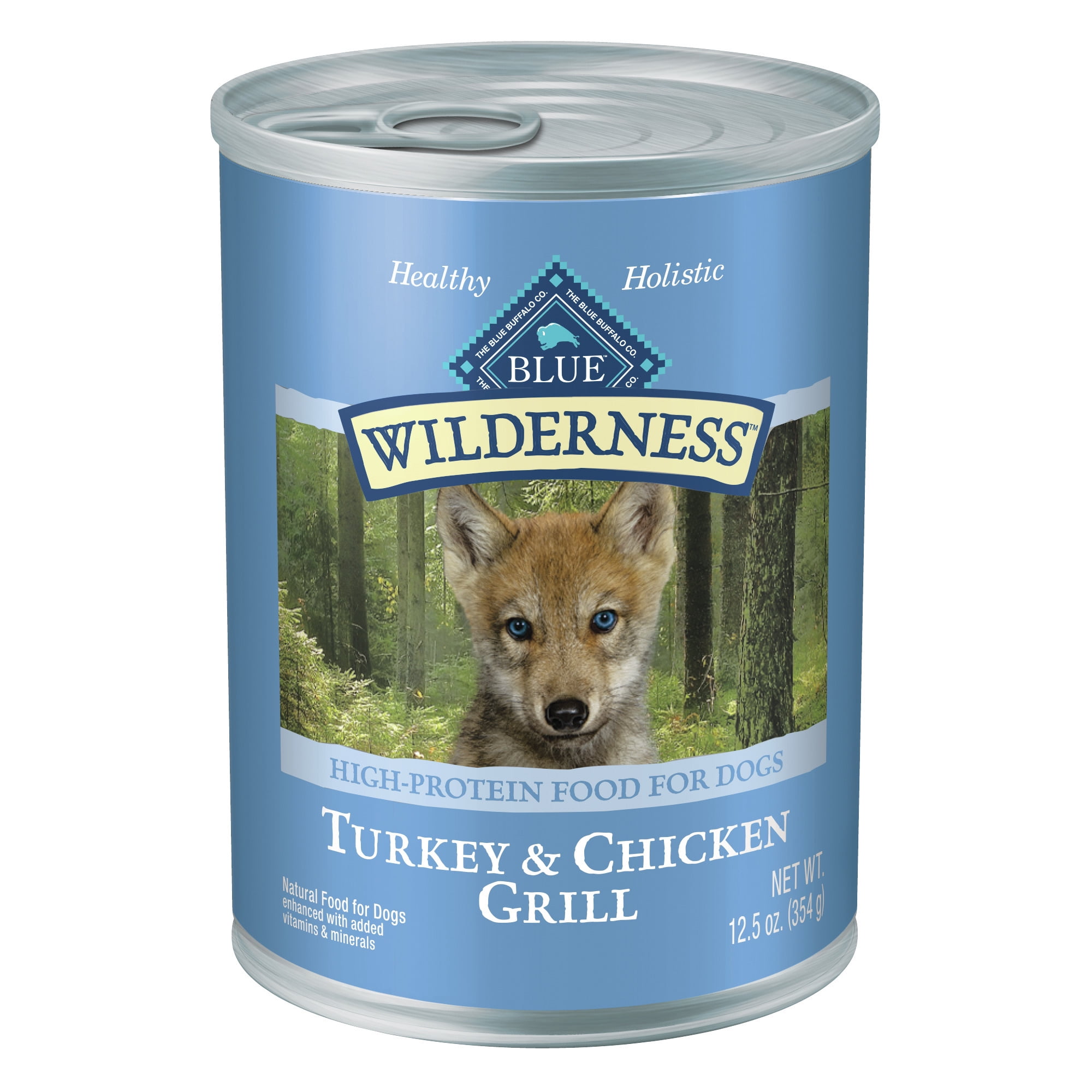 Blue Buffalo Wilderness High Protein Turkey and Chicken Wet Dog Food for Puppies, Grain-Free, 12.5 oz. Can