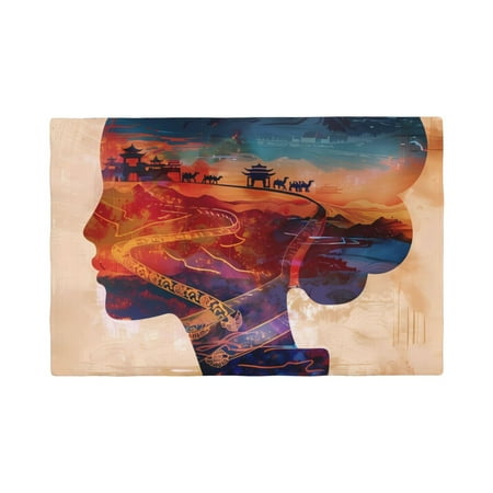 

Placemats Set of 4 Cultural Silhouette Journey Place mats for Dining Table Indoor/Outdoor Cute Heat Resistant Washable Table Mats(18 x 12 )