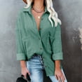 thumbnail image 2 of Women Button Down Jackets Corduroy Long Sleeve Shirt Pure Color Drop Shoulder Corduroy Jackets with Pockets Green L, 2 of 5
