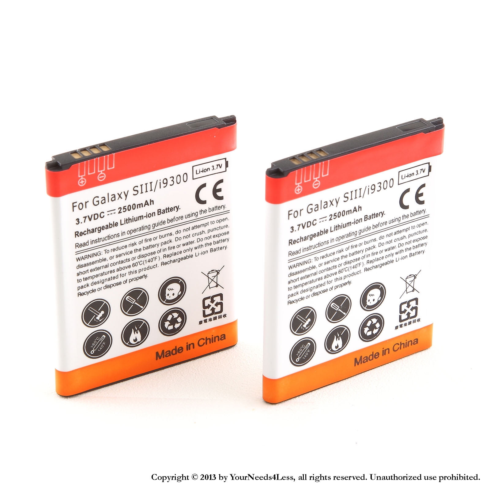 YN4L® 2 X 2500mAh Replacement Batteries for Samsung Galaxy S III S3