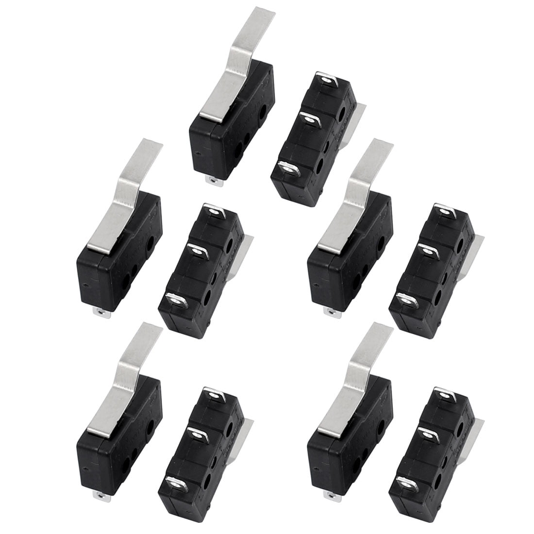 10Pcs AC250/125V 5A 3P Momentary 21mm Lever Arm Micro Switch Black KW12