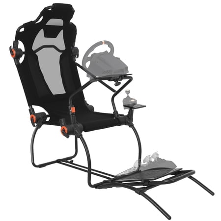 Convertible Racing Simulator Cockpit Stand for TechBrand G923/G920/G29, Thrustmaster, Fanatec – Adjustable Steering Wheel & Pedal Mount – Large X-Type, Round Tube – 70.9x33.1x37.4in