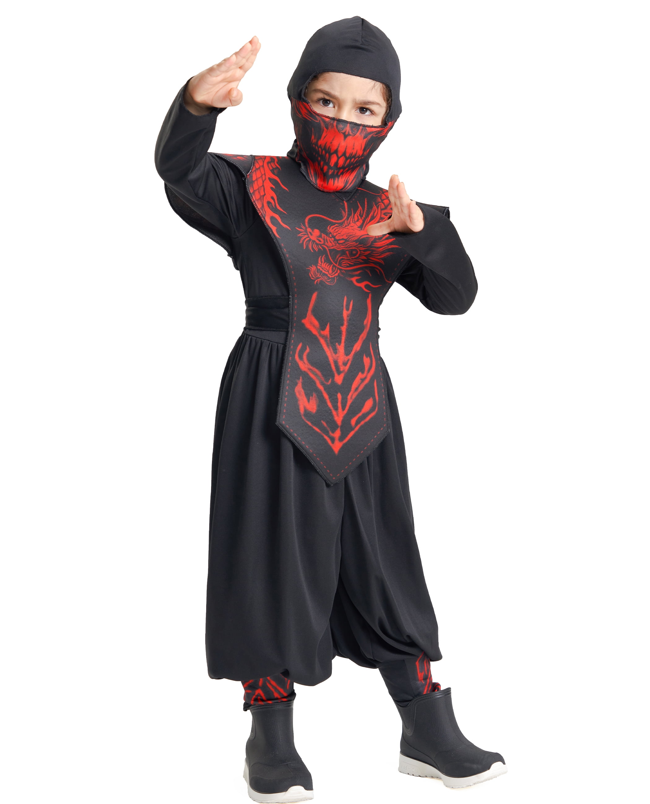 Ninja Assassin Green Boys Martial Arts Dragon Ninja Fancy Dress Costume  Kids Nin