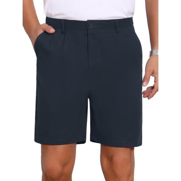 INSPIRE CHIC Men's Above Knee with Pockets Mid Waisted Formal Shorts 32 Dark Blue