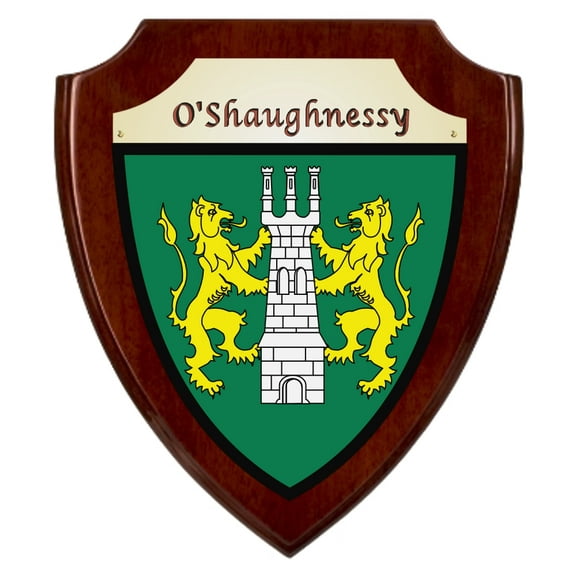 O'Shaughnessy Irish Coat of Arms Shield Plaque - Rosewood Finish