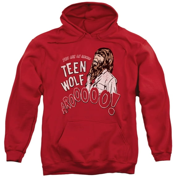 Teen Wolf Animal Adult Pullover Hoodie Sweatshirt Red