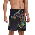 thumbnail image 2 of Balery Dragon with Colorful Tail Pantalones cortos de pijama de punto de algodón para hombre con cinturilla y bolsillos-Large, 2 of 6