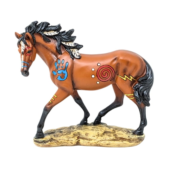 Painted Horse Figurine - Southwestern Brown Pony Sculpture & Western Shelf Decor - Hand-Painted Collectible  Statue for Home & Office - Equestrian Gifts for Horse Lovers & Collectors