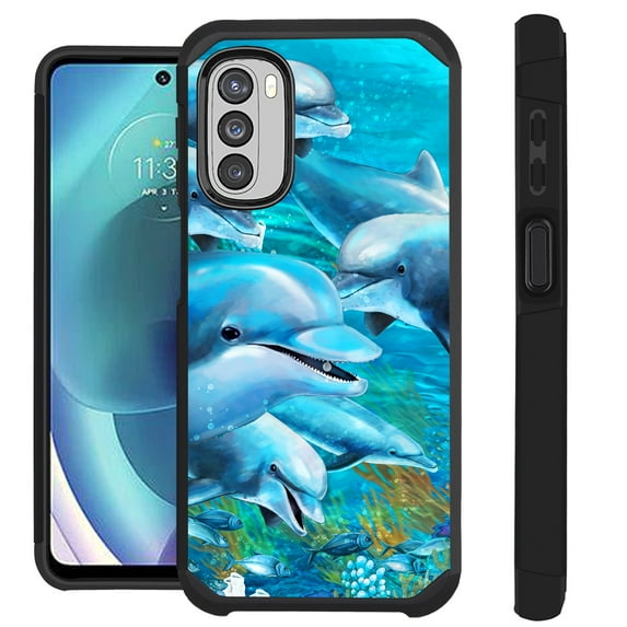 Compatible with Motorola Moto G Stylus 5G (2022) Hybrid Fusion Guard Phone Case Cover (Ocean Dolphin)