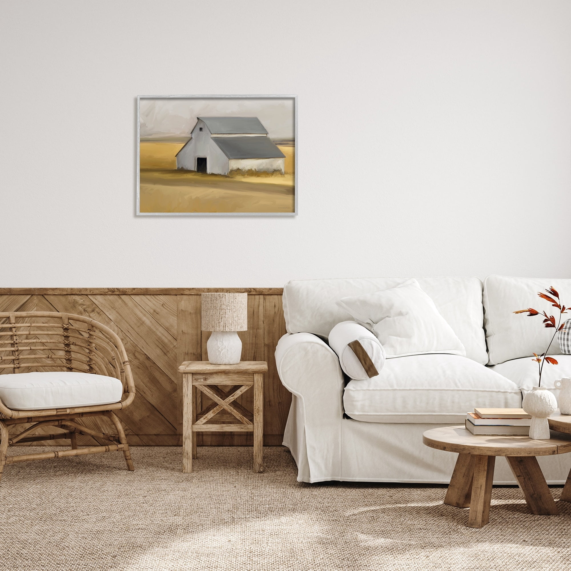 Stupell Industries Autumn Field Farmhouse Barn Landscape Cool Cloudy Sky, 30 x 24, Design by Kamdon Kreations