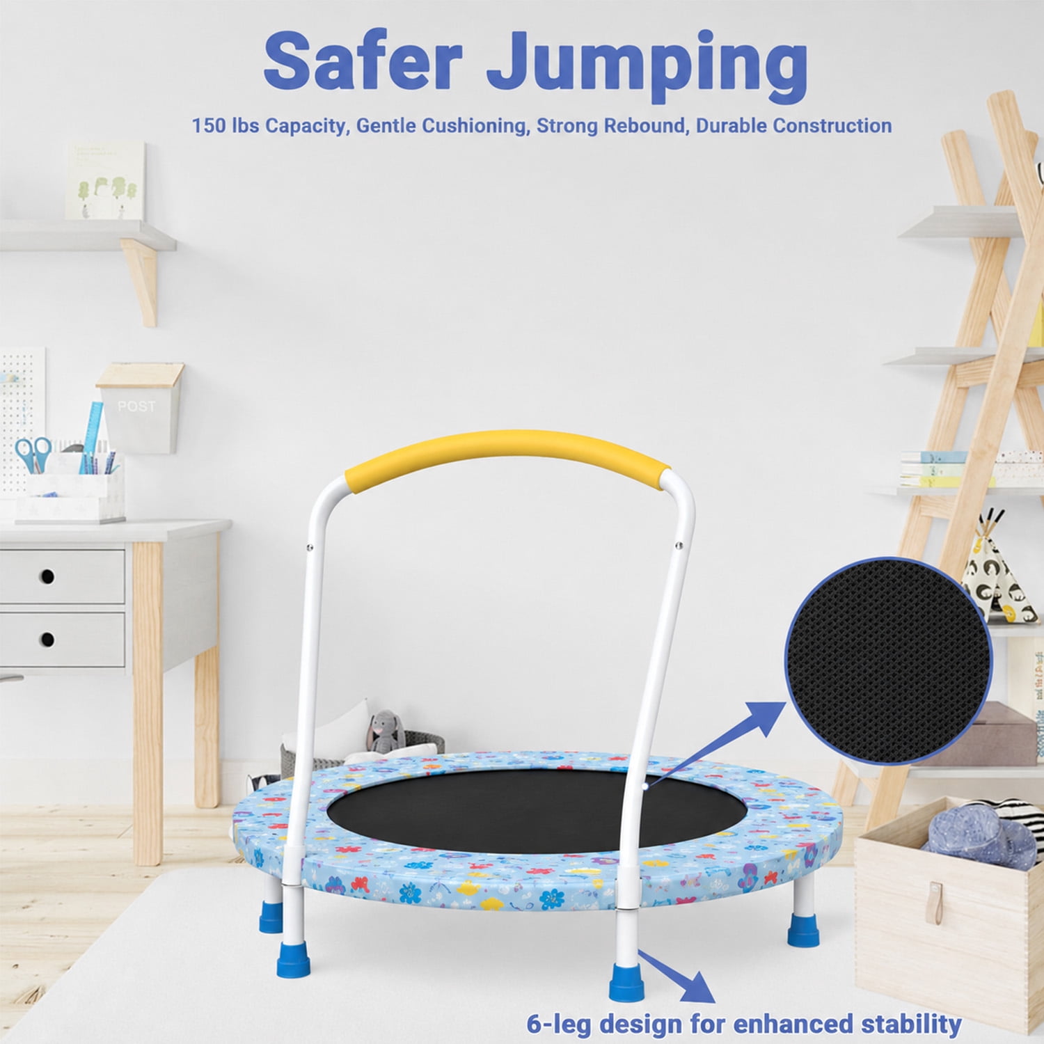 LIZEVINC 36" Trampoline Indoor Trampoline with Handle,Blue