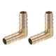 thumbnail image 1 of Accesorios de manguera de latón 3/8" con conector de 90 grados para aire, agua, aceite, gas, combustible, 2 piezas tono dorado, 1 of 6