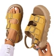 thumbnail image 4 of Norvail Womens Thick Platform Sandals with Adjustable Double Strap, Soft Footbed with Back Strap, Arch Support Summer Beach Slip On Leather Flat Sandals, Walking Sandals for Women With Arch, 4 of 4