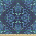 thumbnail image 2 of Ambesonne Purple Fabric by the Yard Upholstery, Oriental Damask Illustration, 5 Yards, Indigo Sea Blue Turquoise, 2 of 5