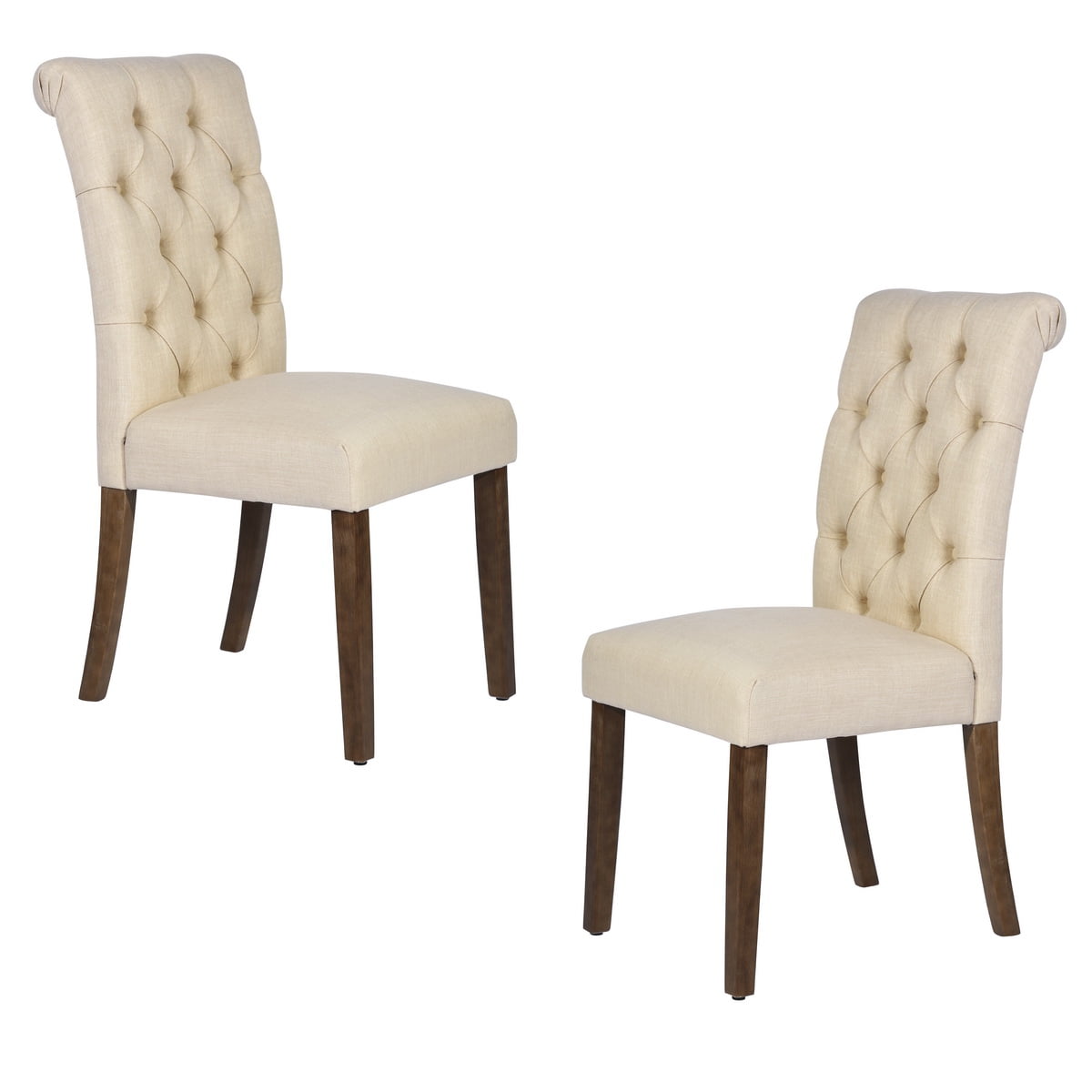 Homy Casa Set Of 2 Dining Chair Fabric Tufted Upholstered Design Armless Chair With Solid Wood Legs Tall Back Chairs Walmart Canada