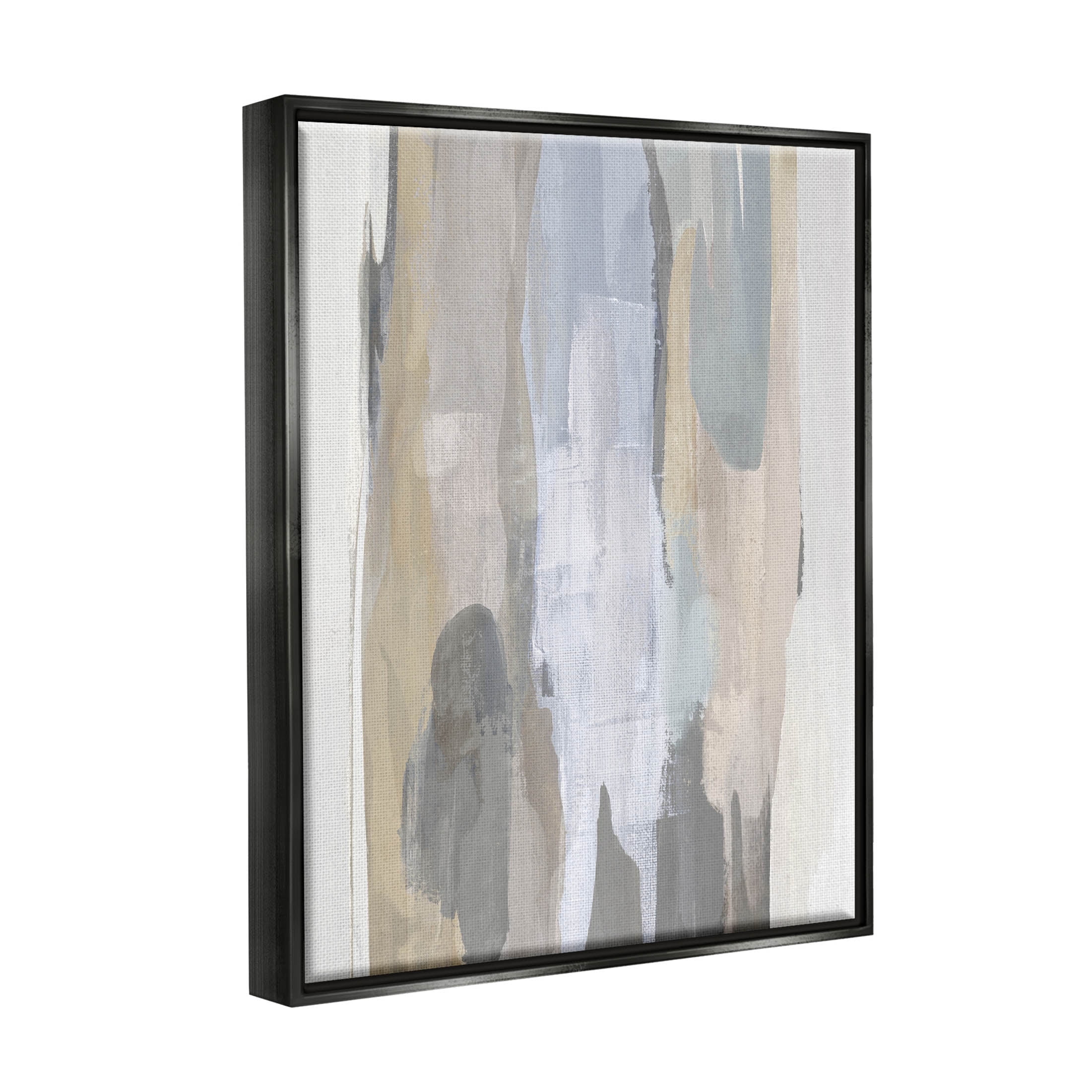 Stupell Industries Modern Neutral Tones Arrangement Graphic Art Jet Black Floating Framed Canvas Print Wall Art, Design by Jackie Hanson