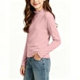 thumbnail image 5 of Acaics Girls' Long-Sleeve Layering T-Shirt: Solid-Color Modal Long-Sleeve Crew Neck Casual High-Neck Top, Ages 1–13, 5 of 7